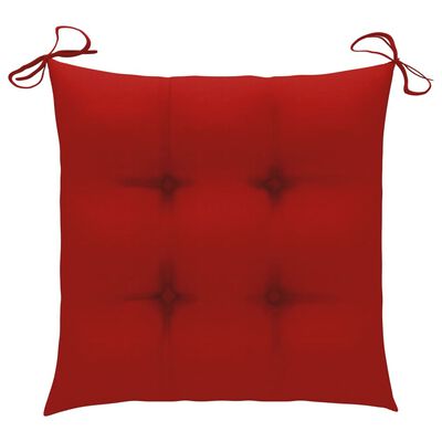 vidaXL Sodo kėdės su pagalvėlėmis, 6vnt., raudona, tikmedžio masyvas