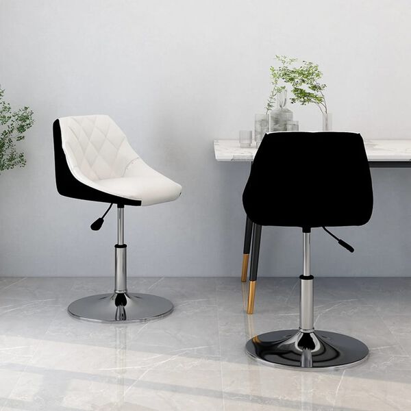 vidaXL Pasukamos valgomojo kėdės, 2vnt., baltos/juodos, dirbtinė oda