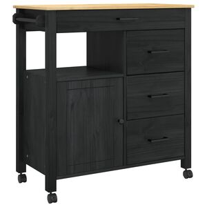 vidaXL Virtuvės vežimėlis MONZA Juodas 84 x 40 x 88,5 cm
