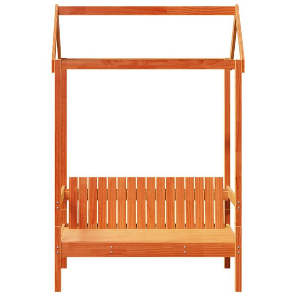 vidaXL Suoliukas su stogu, vaško rudas, 117,5x70x176,5cm, pušis