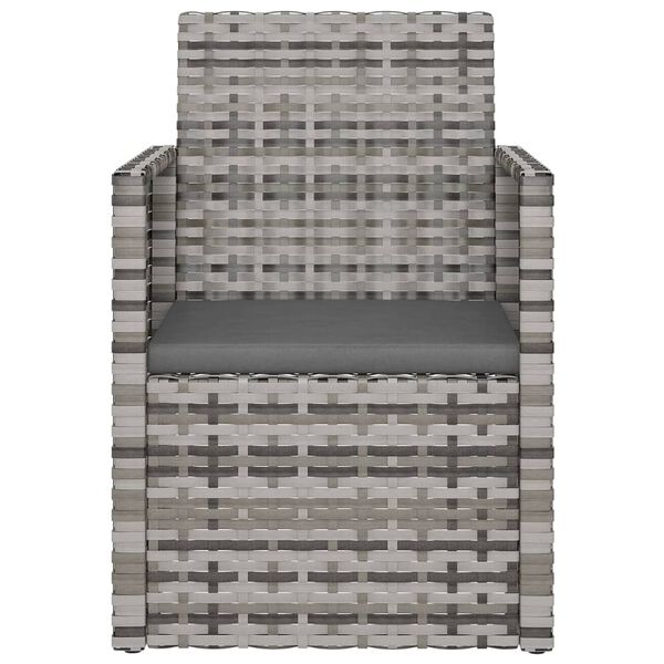 vidaXL Lauko komplektas su pagalvėlėmis, 3 dalių, pilkas, poliratanas