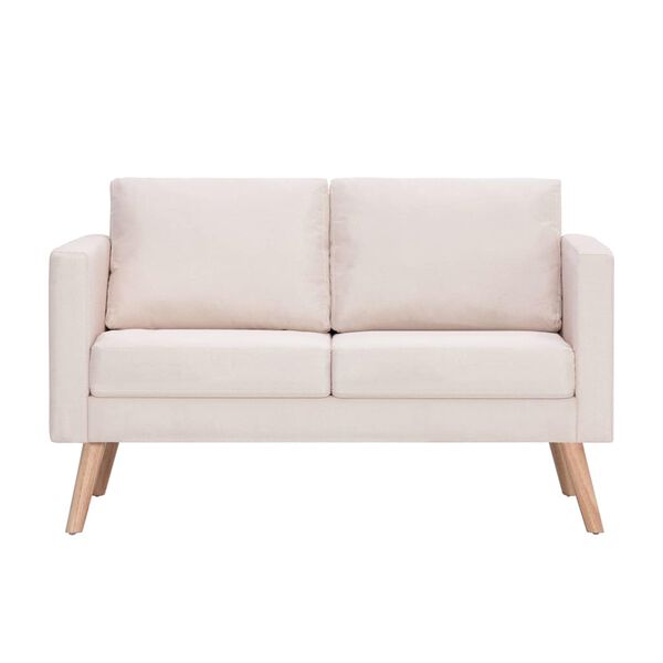 vidaXL Dvivietė sofa, kreminės spalvos, audinys