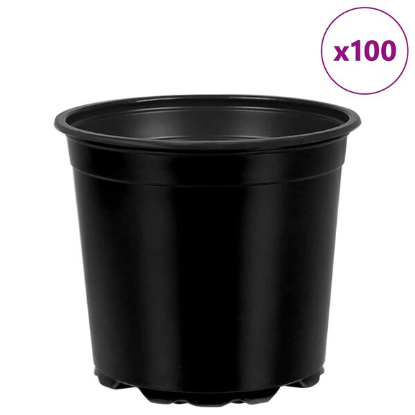 vidaXL Gėlių vazonas 100 pcs Juoda &Oslash; 15 x 13 cm Plastmasė