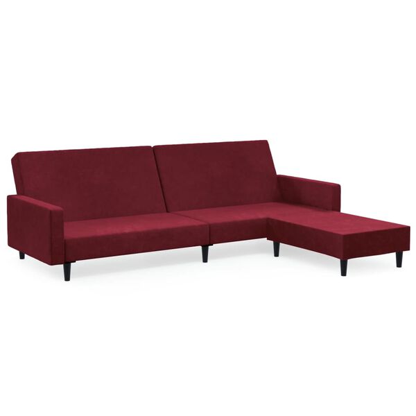 vidaXL Dvivietė sofa-lova su pakoja, vyno raudonos spalvos, aksomas