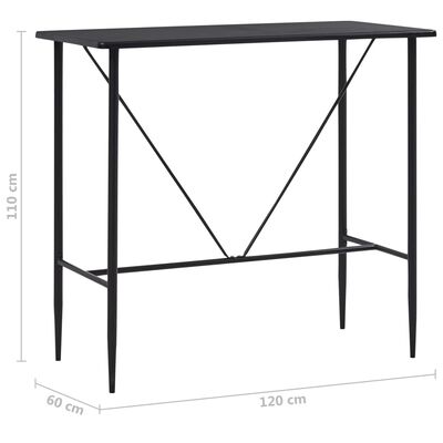 vidaXL Baro stalas, juodos spalvos, 120x60x110cm, MDF