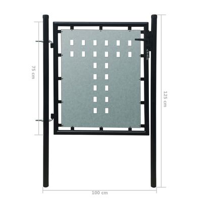 vidaXL Viengubi vartai, juodos spalvos, 100x125cm