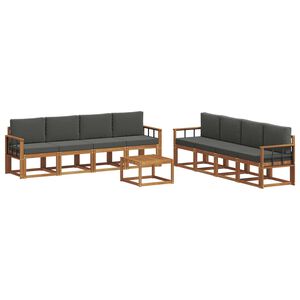 vidaXL Lauko sofos komplektas su pagalve 9 pcs Natūralus ir antracitas