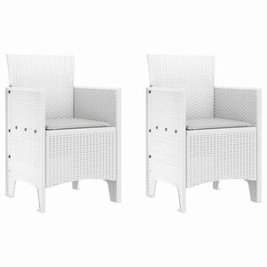 vidaXL Sodo Kėdė su pagalve 2 pcs Balta 53 x 49 x 85 cm Polipropilenas