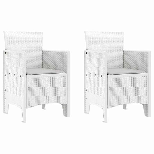 vidaXL Sodo Kėdė su pagalve 2 pcs Balta 53 x 49 x 85 cm Polipropilenas