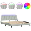 vidaXL Lovos rėmas su LED be čiužinio, Hanko, &scaron;viesiai pilkas, 183x213cm, aksomas