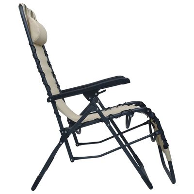 vidaXL Sulankstomos terasos kėdės, 2vnt., kreminės, tekstilenas