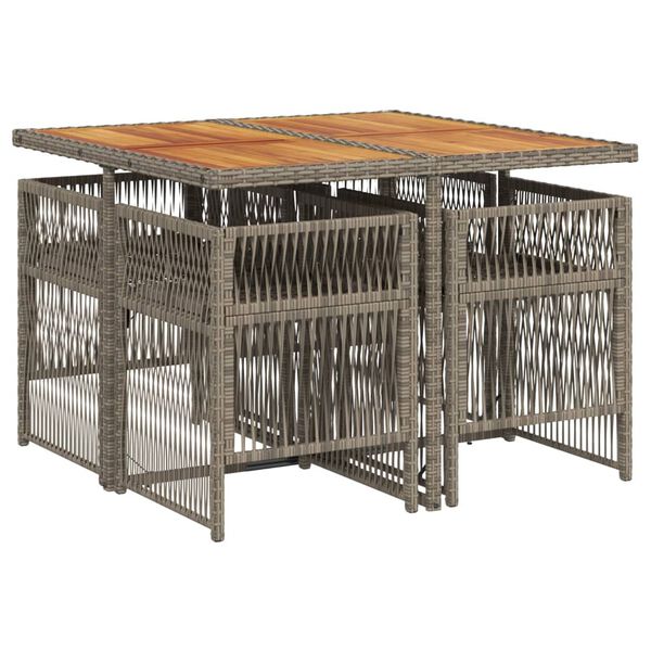 vidaXL Sodo komplektas su pagalvėlėmis, 5 dalių, pilkas, poliratanas