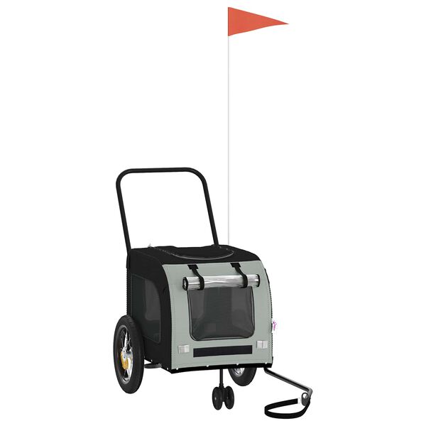 vidaXL Dviračio priekaba gyvūnams Pilka ir juoda 125 x 53 x 54 cm