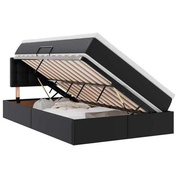 vidaXL Saugos lova su čiužiniu Juoda 120 x 200 cm Dirbtinė oda