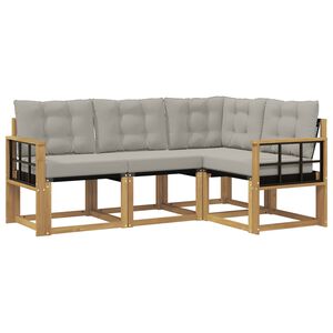 vidaXL Lauko sofos komplektas su pagalve 4 pcs Balta ir &scaron;viesiai pilka