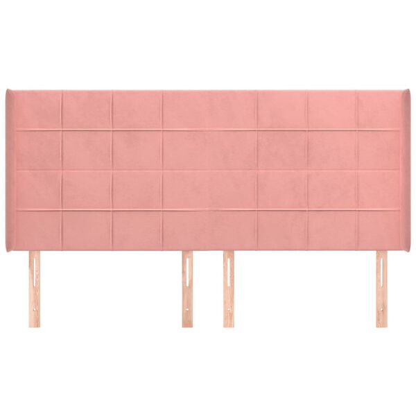 vidaXL Galvūgalis su auselėmis, rožinis, 203x16x118/128cm, aksomas