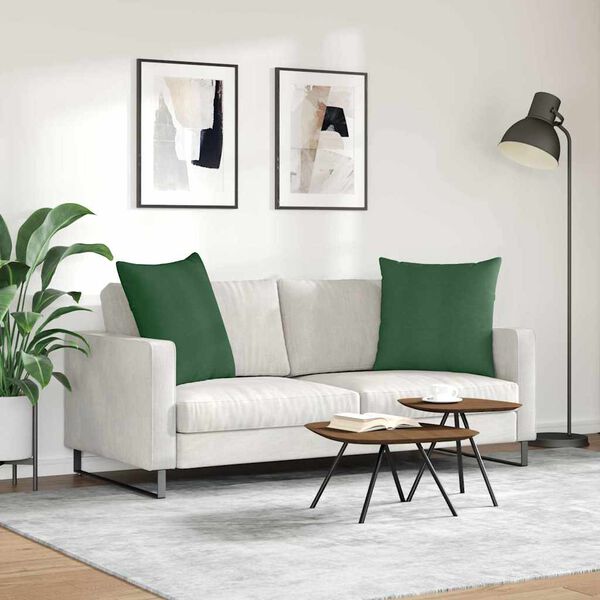 vidaXL Sofa Pagalvės 2 pcs Tamsiai žalia 80 x 80 cm Kordūrinis audinys