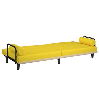 vidaXL Sofa-lova su porankiais, šviesiai geltonos spalvos, audinys