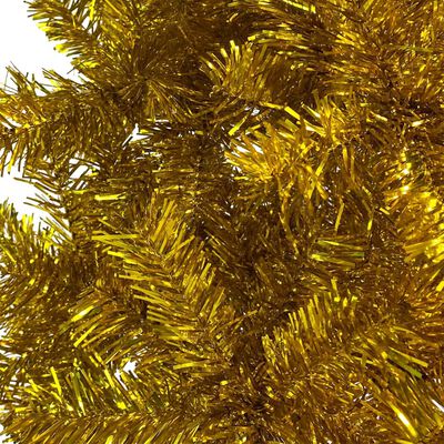 vidaXL Plona apšviesta Kalėdų eglutė su žaisliukais, auksinė, 150cm