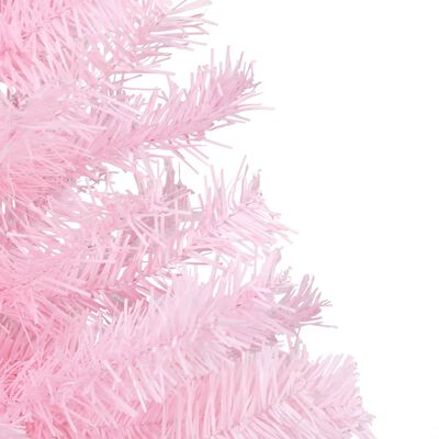 vidaXL Dirbtinė apšviesta Kalėdų eglutė su stovu, rožinė, 150cm, PVC