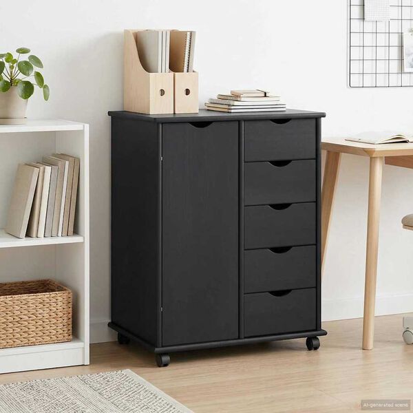 vidaXL Ratuotas kabinetas Pilka 63,5 x 39 x 79 cm Kietas pu&scaron;ies medis