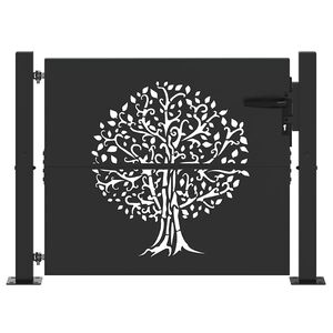 vidaXL Sodo vartai 110 x 105 cm Juoda Užrakintas