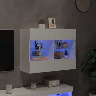 vidaXL Sieninė TV spintelė su LED lemputėmis, balta, 78,5x30x60,5cm