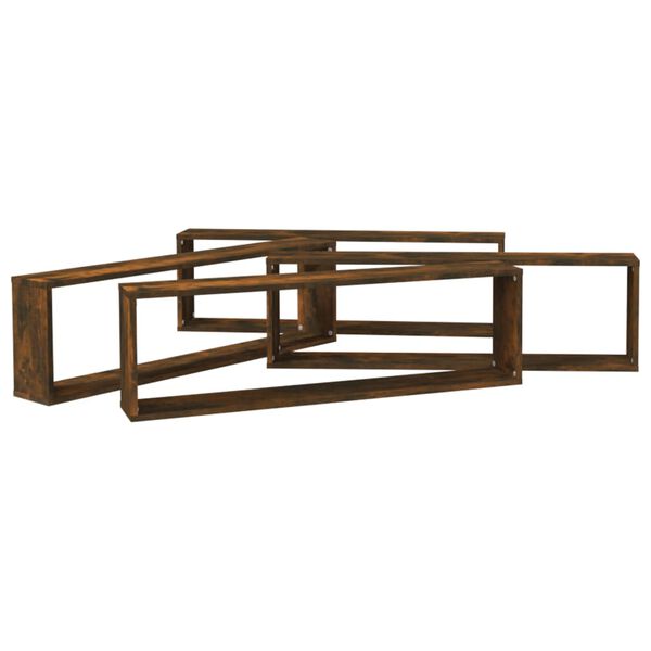 vidaXL Sieninės lentynos, 4vnt., dūminio ąžuolo, 100x15x30cm, mediena