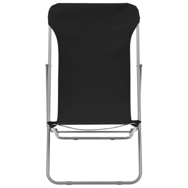 vidaXL Sul. paplūdimio kėdės, 2vnt., juod. sp., plienas ir oks. aud.