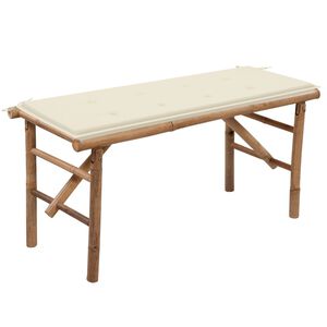 vidaXL Sulankstomas sodo suoliukas su pagalvėle, 118cm, bambukas