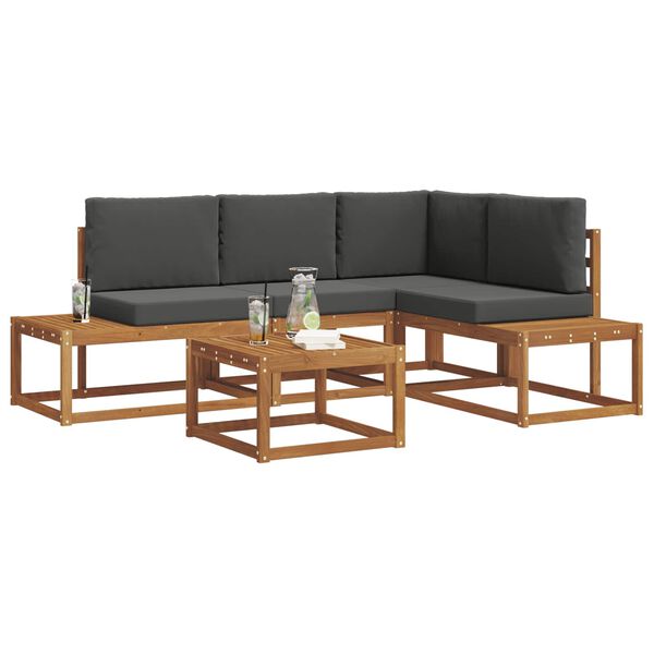 vidaXL Lauko sofos komplektas 5 Vienetas Natūralus ir antracitas