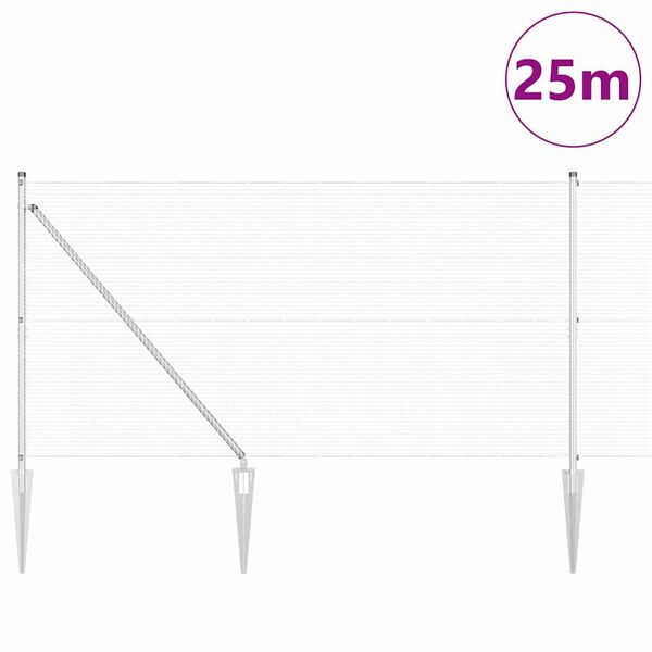 vidaXL Tvorelės stulpas Sidabro 25 x 1,2 m (16 x 16 mm tinklelis)