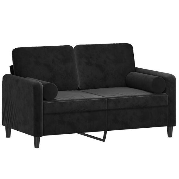 vidaXL Dvivietė sofa su pagalvėlėmis, juodos spalvos, 120cm, aksomas