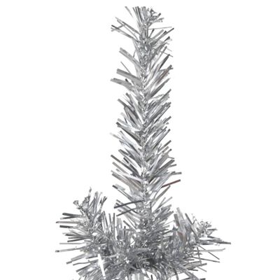 vidaXL Siaura dirbtinė pusinė Kalėdų eglutė su stovu, sidabrinė, 240cm