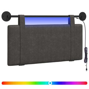 vidaXL Pakabinamas lovos galvūgalis Su LED &scaron;viesa Juoda Antikinis PU
