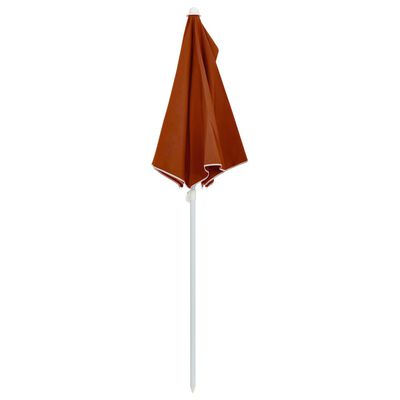 vidaXL Pusapvalis sodo skėtis su stulpu, terakota spalvos, 180x90cm