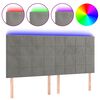 vidaXL Galvūgalis su LED, &scaron;viesiai pilkas, 160x5x118/128cm, aksomas