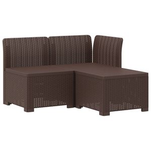 vidaXL 3- vietis Sodas Sofas Ratanas PP Ruda