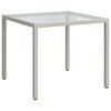 vidaXL Sodo stalas, baltas, 90x90x75cm, grūdintas stiklas/poliratanas