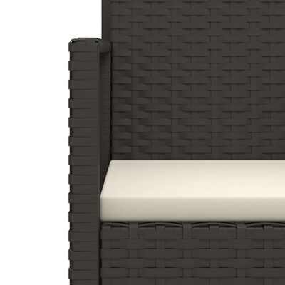 vidaXL Sofos komplektas su pagalvėlėmis, 3 dalių, juodas, poliratanas