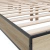vidaXL Lovos rėmas, ąžuolo, 135x190cm, apdirbta mediena ir metalas