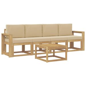 vidaXL Lauko sofos komplektas 5 vnt. Balta ir kreminė