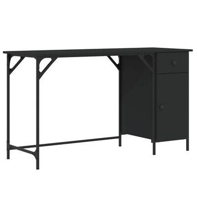 vidaXL Kompiuterio stalas, juodas, 131x48x75cm, apdirbta mediena