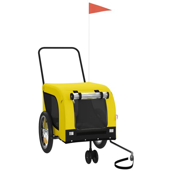 vidaXL Dviračio priekaba augintiniams, geltona/juoda, audinys/geležis