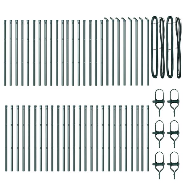 vidaXL Tvorelės stulpas Kita 52 pcs Žalia 3,2 x 3,2 x 100 cm Plienas