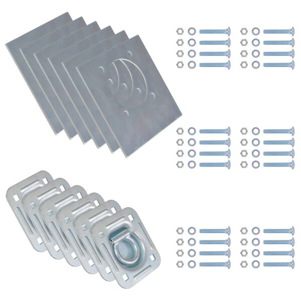 vidaXL Tvirtinimo žiedai namel. ant ratų, 6vnt., cink. plienas, 2000kg