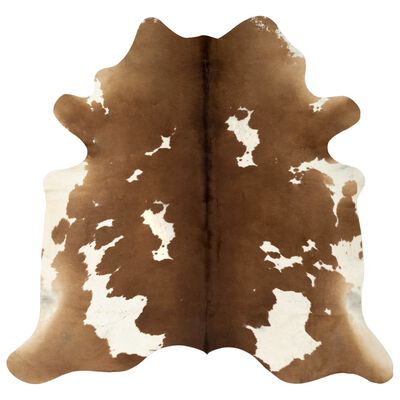 vidaXL Natūralios karvės odos kilimas, rudos+baltos spalvos, 150x170cm