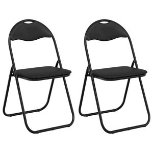 vidaXL Sulankstoma kėdė 2 pcs Juodas 48 x 43,5 x 81 cm Dirbtinė oda