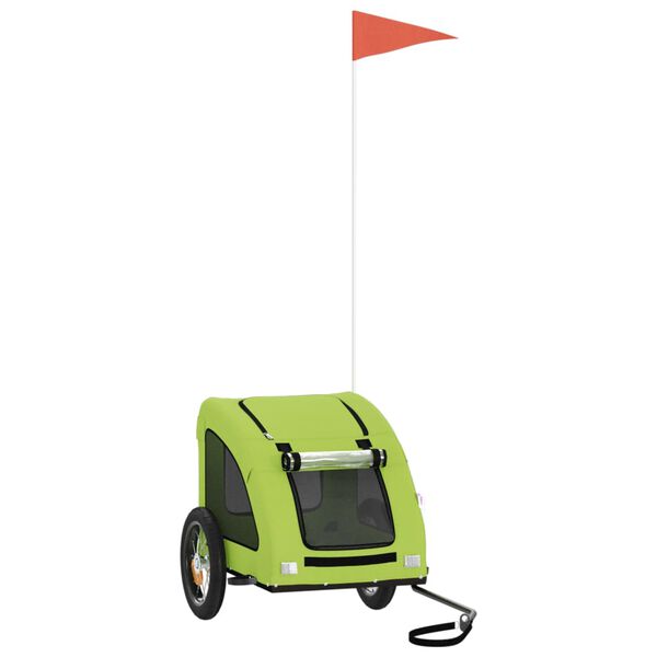 vidaXL Dviračio priekaba augintiniams, žalia, oksfordo audinys/geležis