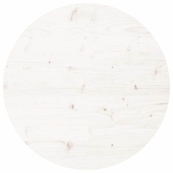 vidaXL Stalvir&scaron;is, baltas, 90x3cm, pu&scaron;ies medienos masyvas, apskritas